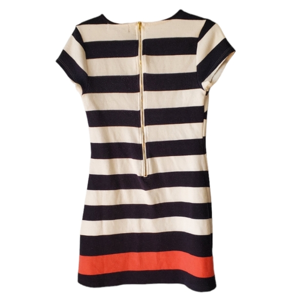 Almost Famous Navy Blue Striped Dress RN#97230 Size Medium Women - Picture 2 of 8